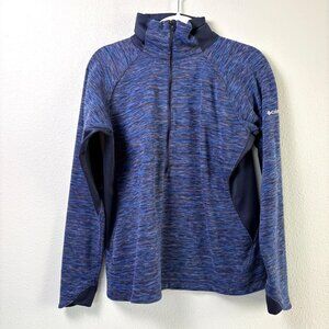 Columbia 1/2 Zip Pullover Sweatshirt Womens XL Blue Marled Knit Long Sleeves